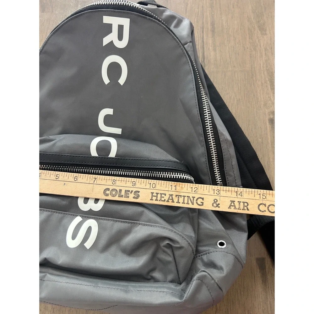 Marc Jacobs Gray Nylon Logo Backpack M0016409 021 Silver Zip Bag